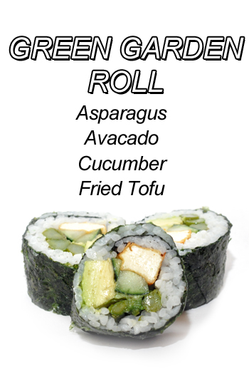 Green Garden Roll - Asparagus Avacado Cucumber Fried Tofu